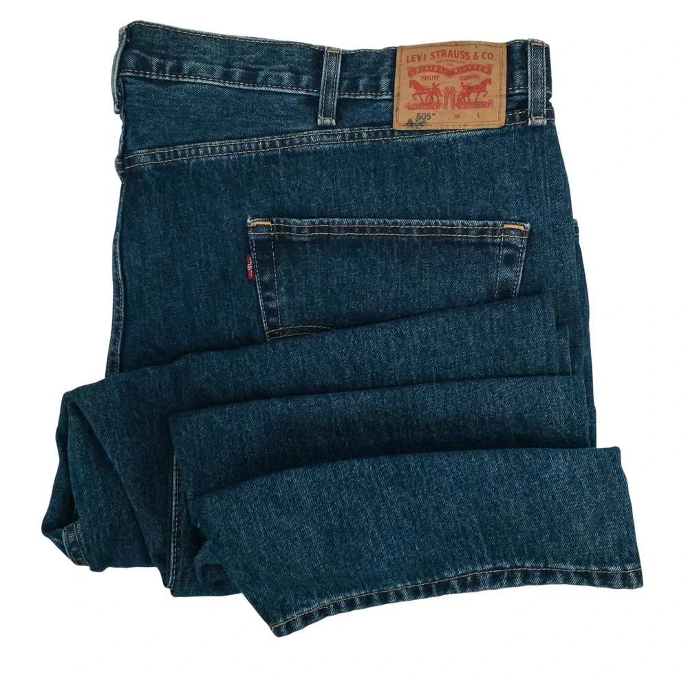 Levi's 505 Regular Fit Jeans Men 52x29 Dark Wash Big & Tall Straight Leg Cotton